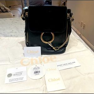 Chloe Faye Suede Small Backpack Black